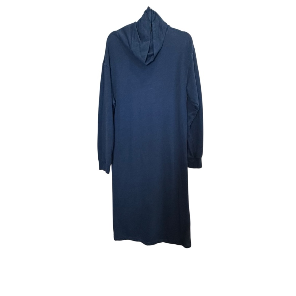 Etica Yana Women’s Deep Blue Funnel Neck Bamboo Fleece Knit Midi Dress sz L